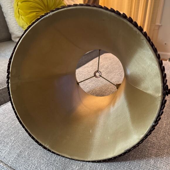 Antique Brown Lamp Shade Silk Metal Embellished Ribbon - Picture 5 of 11